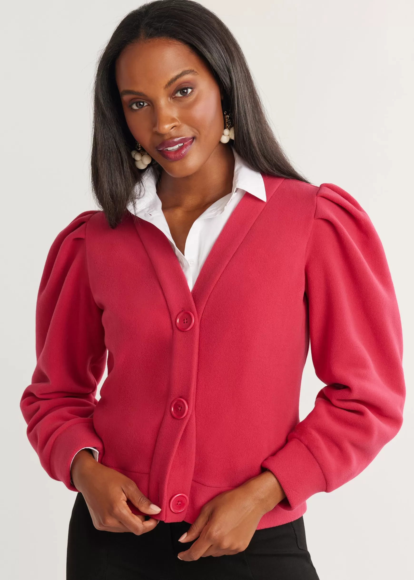 Women Dudley Stephens Tops-Kelly Puff Sleeve Cardigan