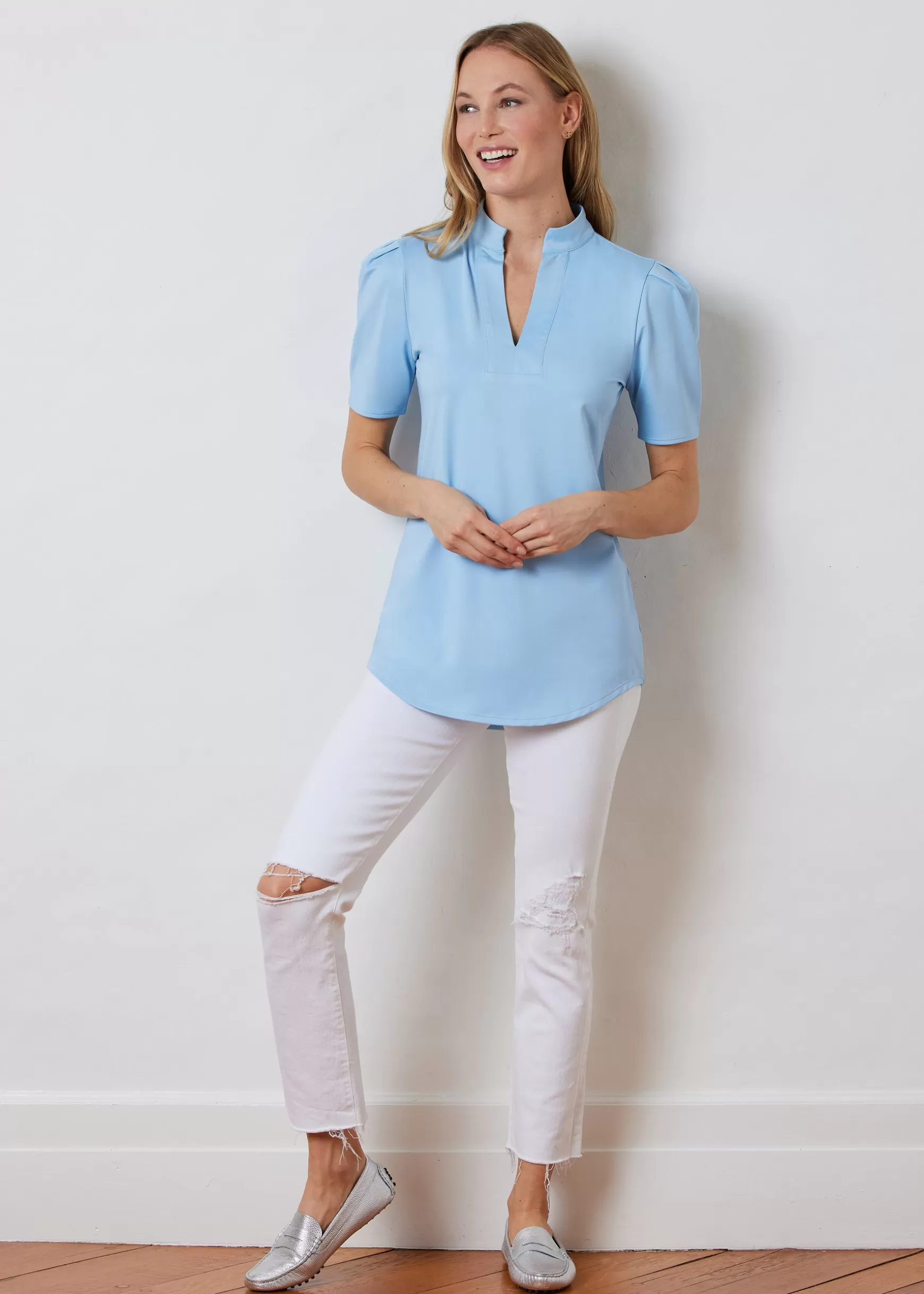 Women Dudley Stephens Tops-Parker Puff Sleeve Tunic